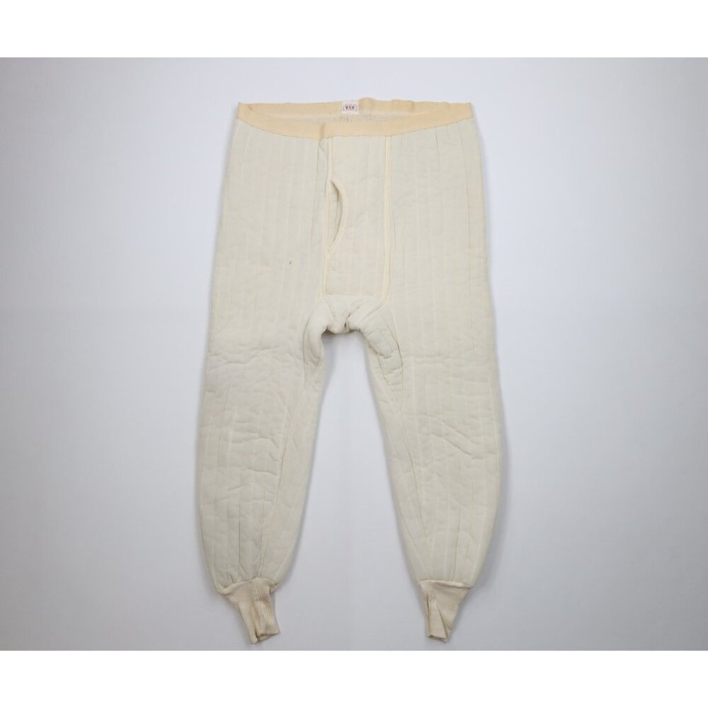 Vtg 40s 50s BVD Mens L Distressed Thermal Waffle Knit Lined Insulated Pants USA